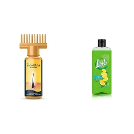 Indulekha Bhringa Hair Oil, 100ml And Liril Lemon and Tea Tree Oil Body Wash, 250 ml