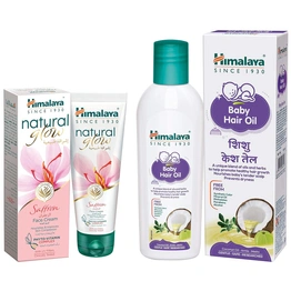 Himalaya Baby Hair Oil 200 ml(1 Count) & Himalaya Herbals Natural Glow Fairness Cream, 50gm