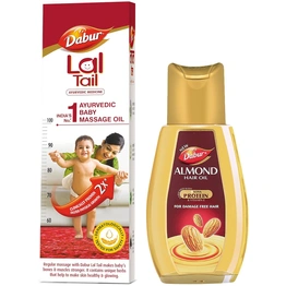 Dabur Lal Tail : Ayurvedic Baby Massage Oil – 500ml & Almond Hair Oil with Almonds, Soya Protein and Vitamin E for Non Sticky, Damage free Hair - 500ml