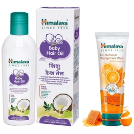 Himalaya Baby Hair Oil 200 ml(1 Count) & Himalaya Tan Removal Orange Face Wash, 100ml