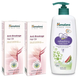 Himalaya Refreshing Baby Wash 400 ml & Himalaya Anti-Hair Fall Hair Oil | Non Sticky Hair Oil | Promotes Hair Growth | Prevents Hair Fall | Made with Bhringraja & Amla | For Women & Men | 200ml