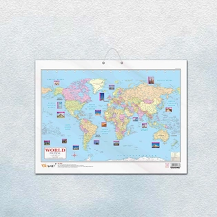 WORLD POLITICAL CHART GLOSS LAMINATED |World Political Landscape Unveiled: A Comprehensive Map of Nations and Regions Hardcover