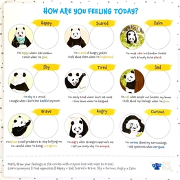 Ilchi Pilchi Panda Feelings Chart & Penguin Feelings Chart Combo For Kids & Children | Improves Vocabulary, 9 Emotions, 9 Panda & Penguin Facts | 1+1 The Chart and 1+1 Mounting Board Included Poster