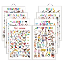 All in One Hard Laminated Educational Chart | Pack of 8 Charts (V2) [Hardcover]