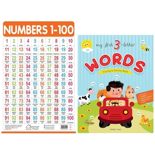 Numbers 1-100 - My First Early Learning Wall Chart & My First 3 Letter Words : Tracing And Activity Book Product Bundle