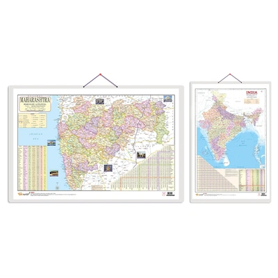 Gift pack of 2 Indian Road Guide & Political and Maharashtra Road Guide & Political Map Charts |