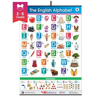 English Alphabet and Numbers Chart for Kids | Perfect For Homeschooling, Kindergarten and Nursery Children Wall Chart