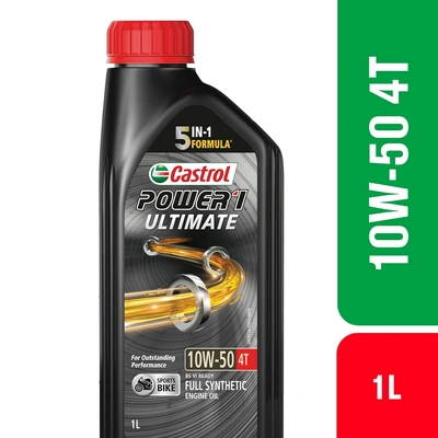 Castrol POWER1 ULTIMATE 10W-50 4T Full Synthetic Engine Oil for Bikes 1L