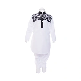 ETHNI KS NEU - RON Pathani Suit: White and Black