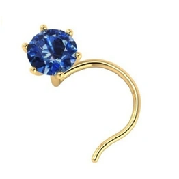 Vinayak Single Gems Cubic Zirconia Gold Nose Stud(blue)