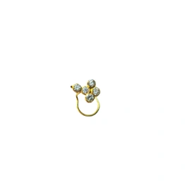 Vinayak Cubic Zirconia Gold Nose Stud(4 stone)