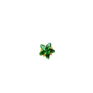 Vinayak Star Cubic Zirconia Gold Nose Stud(Emerald Green 4mm)