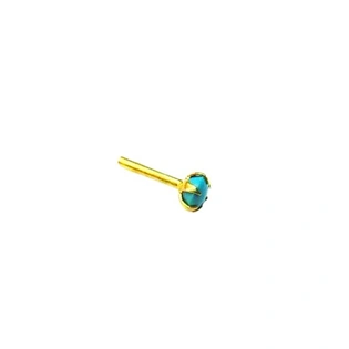 Vinayak REAL TURQUOISE Gold Nose Stud (3 mm)