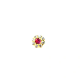 Vinayak cluster american diamond Gold Nose Stud(red)