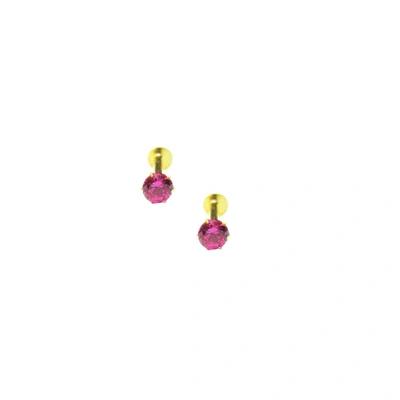 Vinayak soliteire Cubic Zirconia Gold Nose Stud 2 Piece for Earring (4 mm Ruby Red)