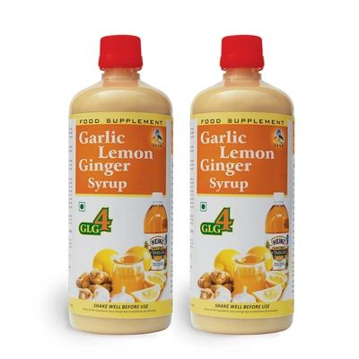 SKSB GLG4 Garlic Lemon Ginger Apple Cider Vinegar Syrup / Herbal Heart Care Drink - WITHOUT HONEY - 525 ml (Pack Of 2)