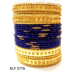 (Pack of 360 Boxes) Blue Golden Lovely Indian Bangle Set