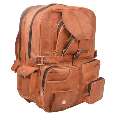 Desert Town Unisex Genuine Leather 17 Ltr. Vintage Brown Laptop Backpack 12X15"-(BP101)