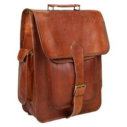 Desert Town Unisex Genuine Leather 14 Ltr. Vintage Brown Laptop Backpack 11X15"-(BP104)