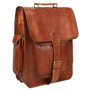 Desert Town Unisex Genuine Leather 14 Ltr. Vintage Brown Laptop Backpack 11X15