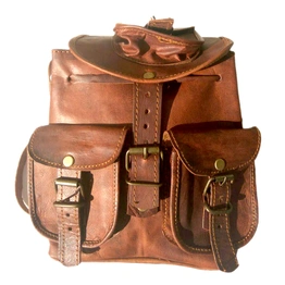 Desert Town Unisex Genuine Leather 4 Ltr. Vintage Brown Traveling Backpack 8X8"-(BP111)