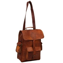 Desert Town Unisex Genuine Leather 11 Ltr. Vintage Brown Laptop Backpack 11X15"-(BP113)