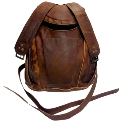 Desert Town Unisex Genuine Leather 14 Ltr. Vintage Brown Traveling Backpack 11X15"-(BP117)