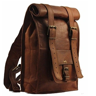 Desert Town Unisex Genuine Leather 31 Ltr. Vintage Brown Traveling Backpack 14X23