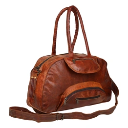 Desert Town Unisex Genuine Leather 14 Ltr. Vintage Brown Sports & Gym Duffel Bag 18X9"-(DUFF102)