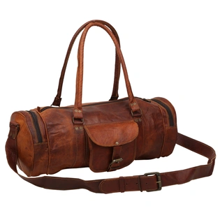 Desert Town Unisex Genuine Leather 24 Ltr. Vintage Brown Sports & Gym Duffel Bag 18X9