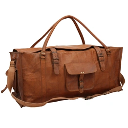 Desert Town Unisex Genuine Leather 27 Ltr. Vintage Brown Travel Duffel Bag 20X9"-(LUGG107)