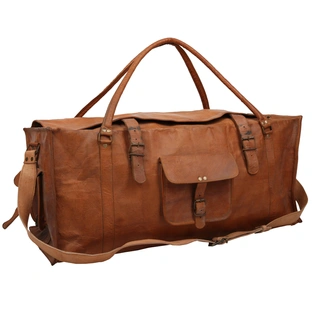 Desert Town Unisex Genuine Leather 27 Ltr. Vintage Brown Travel Duffel Bag 20X9