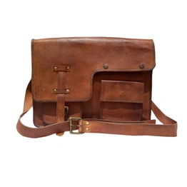 Desert Town Unisex Genuine Leather 11 Ltr. Vintage Brown Laptop Messenger Bag 15X11"-(MESS102)