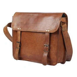 Desert Town Unisex Genuine Leather 2 Ltr. Vintage Brown Tablet Messenger Bag 9X7"-(MESS106)