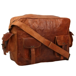 Desert Town Unisex Genuine Leather 15 Ltr. Vintage Brown Casual Messenger Bag 15X12"-(MESS110)