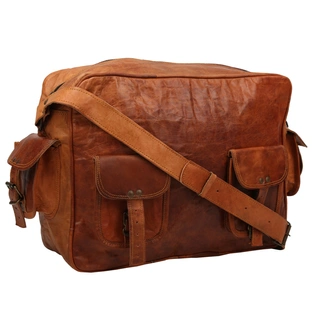 Desert Town Unisex Genuine Leather 15 Ltr. Vintage Brown Casual Messenger Bag 15X12