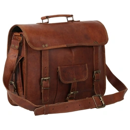 Desert Town Unisex Genuine Leather 11 Ltr. Vintage Brown Laptop Messenger Bag 15X11"-(MESS112)