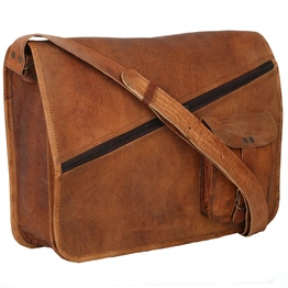 Desert Town Unisex Genuine Leather 11 Ltr. Vintage Brown Laptop Messenger Bag 15X11"-(MESS115)