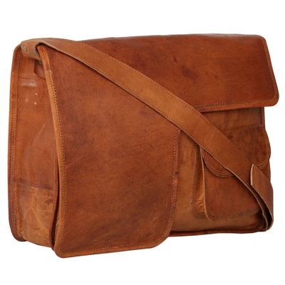 Desert Town Unisex Genuine Leather 11 Ltr. Vintage Brown Laptop Messenger Bag 15X11"-(MESS116)