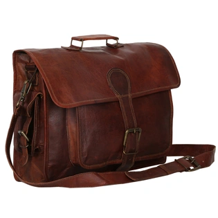 Desert Town Unisex Genuine Leather 14 Ltr. Vintage Brown Laptop Messenger Bag 15X11