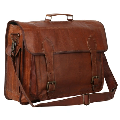 Desert Town Unisex Genuine Leather 11 Ltr. Vintage Brown Laptop Messenger Bag 15X11"-(MESS125)