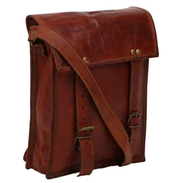 Desert Town Unisex Genuine Leather 5 Ltr. Vintage Brown Tablet Messenger Bag 9X11"-(MESS130)