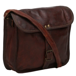 Desert Town Unisex Genuine Leather 5 Ltr. Vintage Brown Regular Messenger Bag 11X9"-(MESS131)