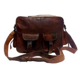 Desert Town Unisex Leather 12 Ltr. Vintage Brown Laptop Messenger Bag 16X12"-(MESS143)