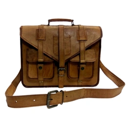 Desert Town Unisex Leather 9 Ltr. Vintage Brown Laptop Messenger Bag 15X11"-(MESS145)