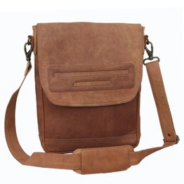 Desert Town Unisex Genuine Leather 6 Ltr. Vintage Brown Laptop Messenger Bag 12X14"-(MESS154)