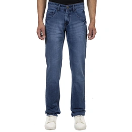 Pitchers Men's Blue normal shaded knitted Cotton Lycra(Stretchable) Normal faded PJ220 denim Jeans