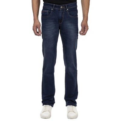 Pitchers Men's Dark Blue with Normal washed five Pocket Cotton Lycra(Stretchable)PJ028 denim Jeans P