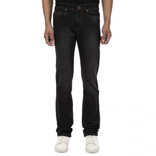 Pitchers Men's Carbon Black With Normal Fading FIVE Pocket Cotton Lycra(Stretchable)PJ035 denim Jean