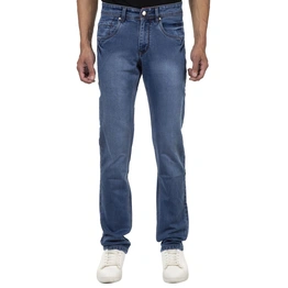 Pitchers Men's Blue With Normal Fading FIVE Pocket Cotton Lycra(Stretchable)PJ235 denim Jeans Pant